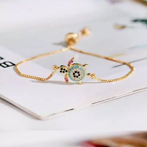 Sea Turtle Bracelet in Zircon Adjustable